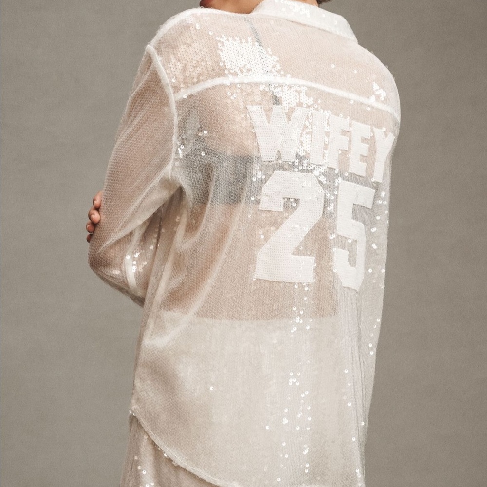 Wifey Sequin Buttondown Shirt